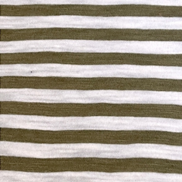 J.CREW Factory Long Raglan Sleeve Casual Cotton Slub Knit Striped T Olive Green - Picture 2 of 6